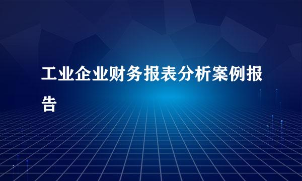 工业企业财务报表分析案例报告