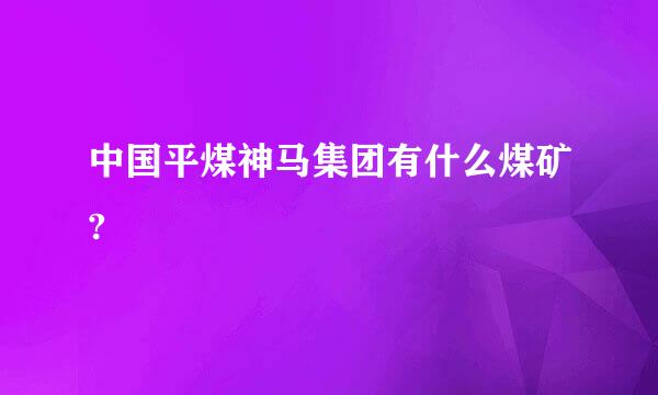 中国平煤神马集团有什么煤矿?