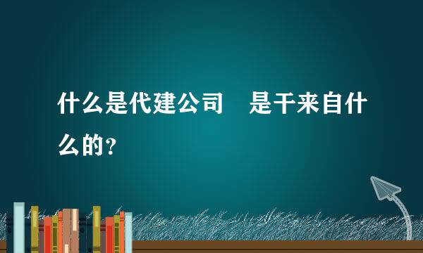 什么是代建公司 是干来自什么的？