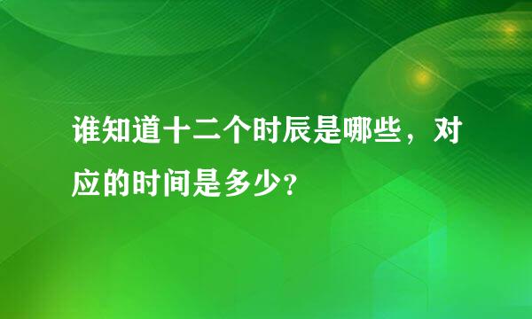 谁知道十二个时辰是哪些，对应的时间是多少？