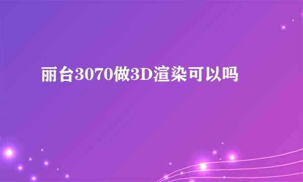 丽台3070做3D渲染可以吗