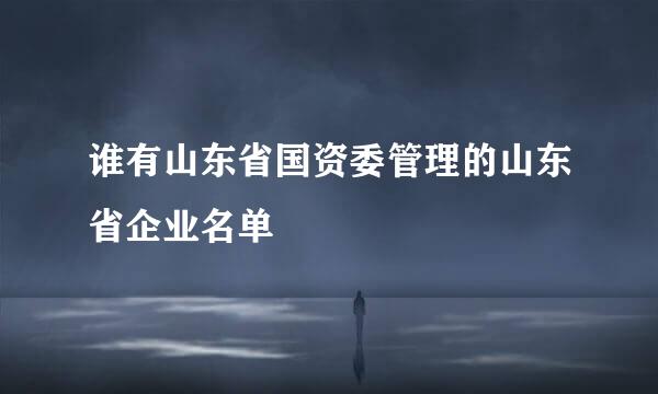 谁有山东省国资委管理的山东省企业名单