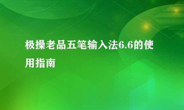 极操老品五笔输入法6.6的使用指南