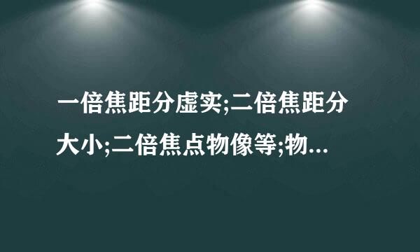 一倍焦距分虚实;二倍焦距分大小;二倍焦点物像等;物近像远像变大;物远像近像变小;