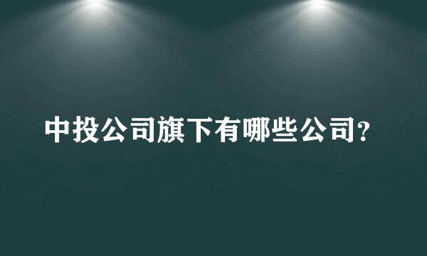 中投公司旗下有哪些公司？