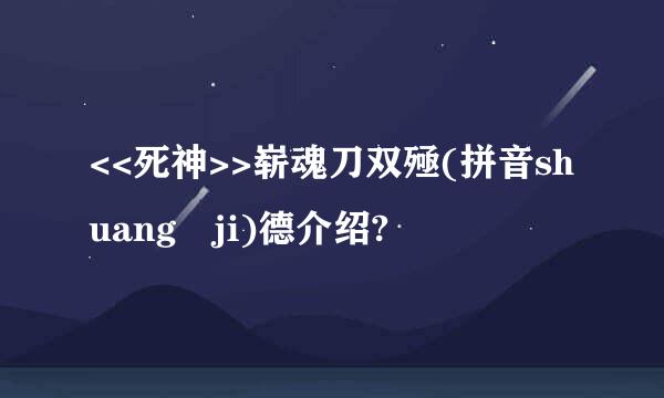 <<死神>>崭魂刀双殛(拼音shuang ji)德介绍?