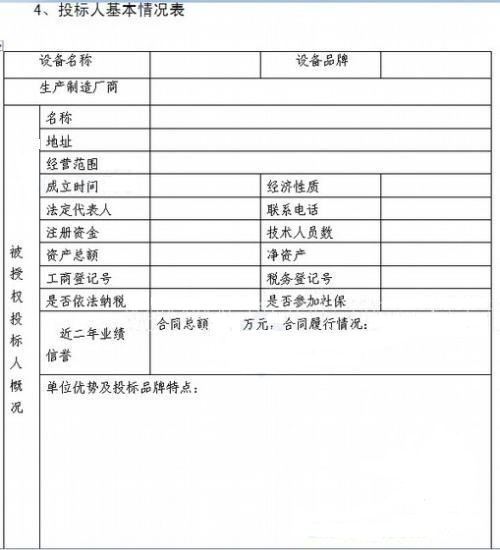 投标人基本情况表中组织结构如何填写