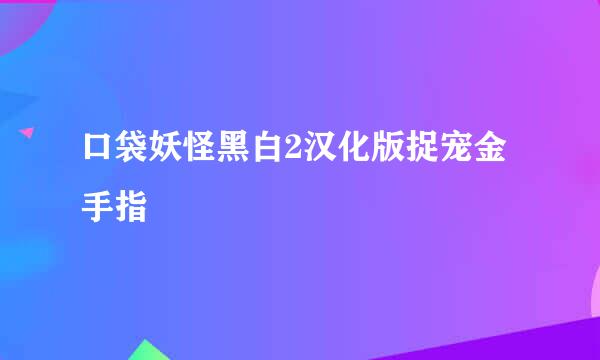 口袋妖怪黑白2汉化版捉宠金手指