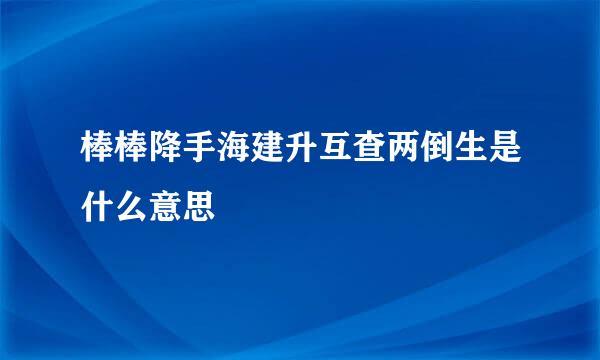 棒棒降手海建升互查两倒生是什么意思