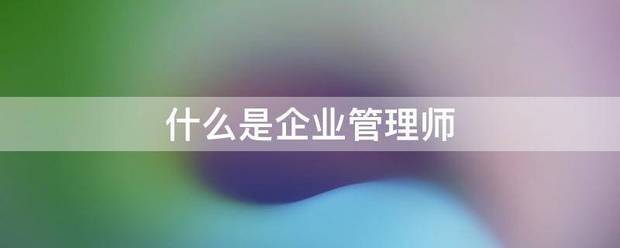 什么是企业管理师