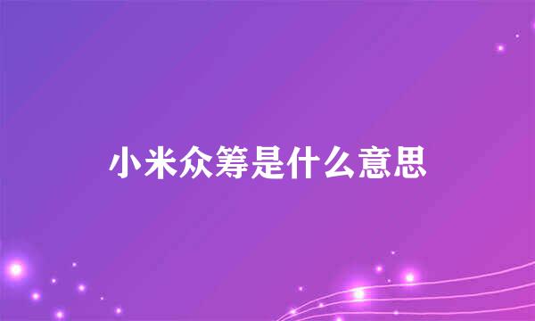 小米众筹是什么意思