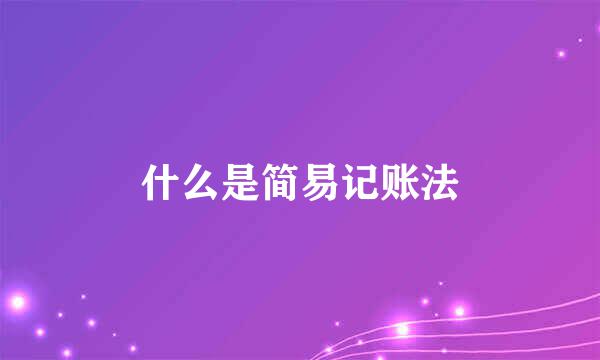 什么是简易记账法