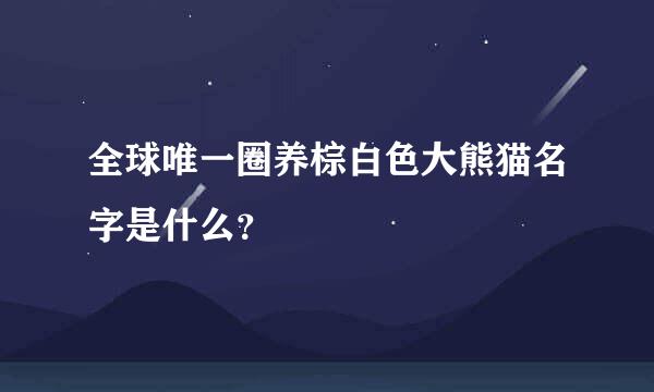 全球唯一圈养棕白色大熊猫名字是什么？