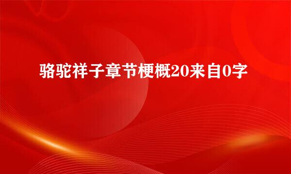 骆驼祥子章节梗概20来自0字