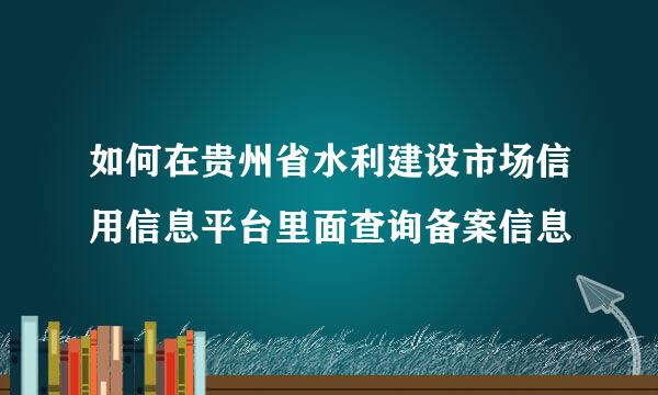 如何在贵州省水利建设市场信用信息平台里面查询备案信息