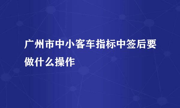 广州市中小客车指标中签后要做什么操作