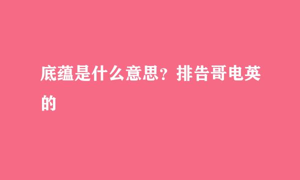 底蕴是什么意思？排告哥电英的