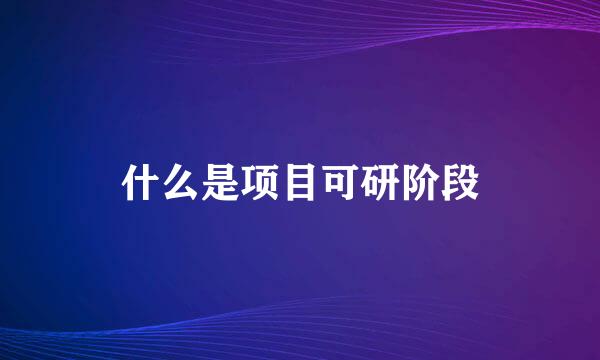 什么是项目可研阶段