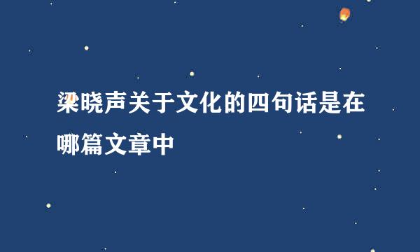 梁晓声关于文化的四句话是在哪篇文章中