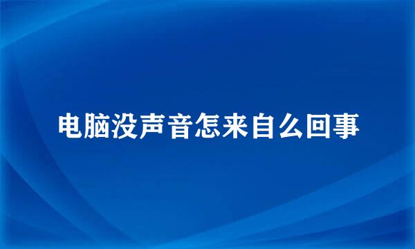 电脑没声音怎来自么回事