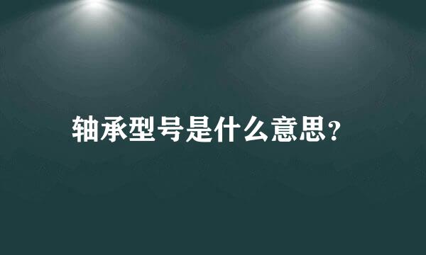 轴承型号是什么意思？