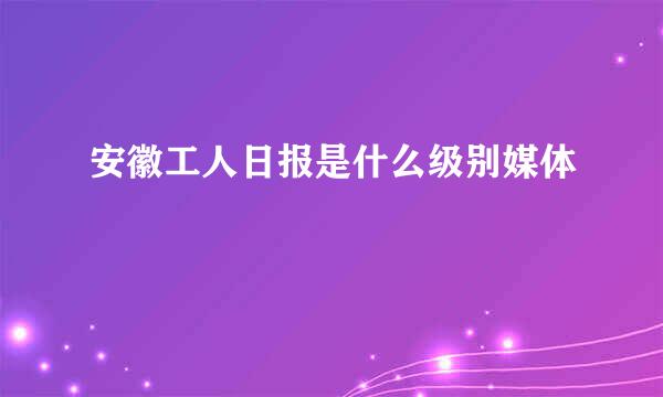 安徽工人日报是什么级别媒体