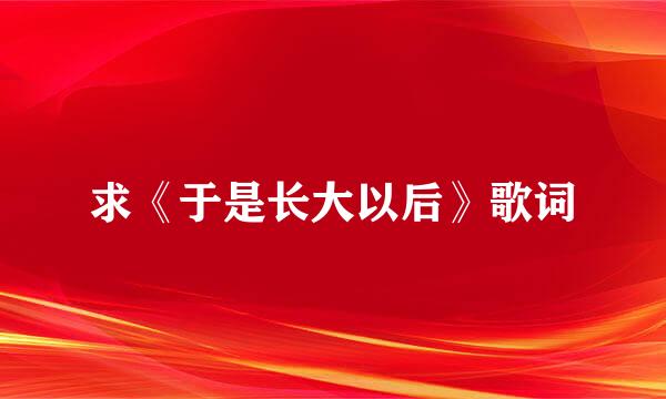 求《于是长大以后》歌词