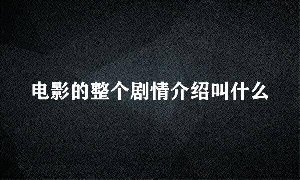 电影的整个剧情介绍叫什么