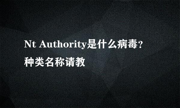 Nt Authority是什么病毒？种类名称请教