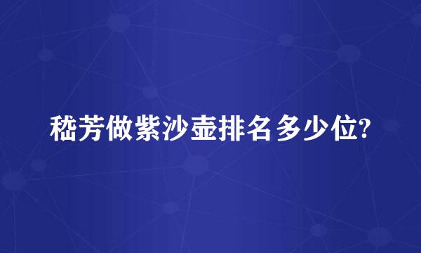 嵇芳做紫沙壶排名多少位?