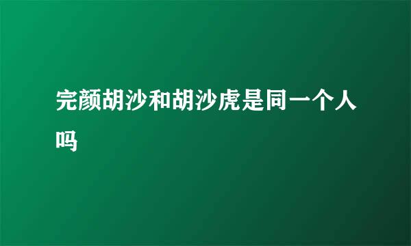 完颜胡沙和胡沙虎是同一个人吗