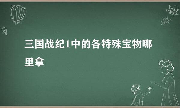 三国战纪1中的各特殊宝物哪里拿