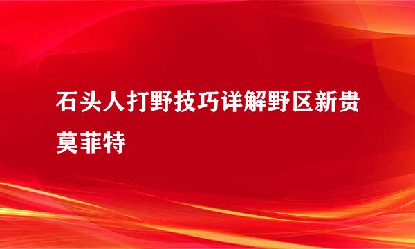 石头人打野技巧详解野区新贵莫菲特