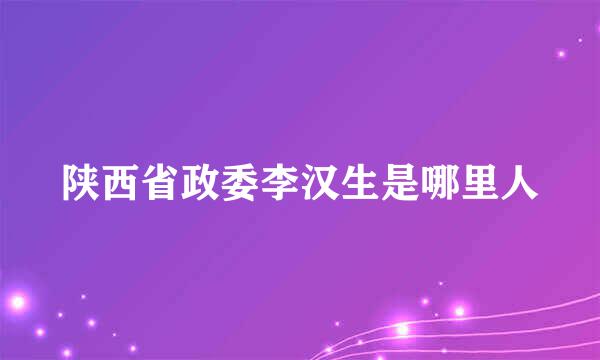 陕西省政委李汉生是哪里人