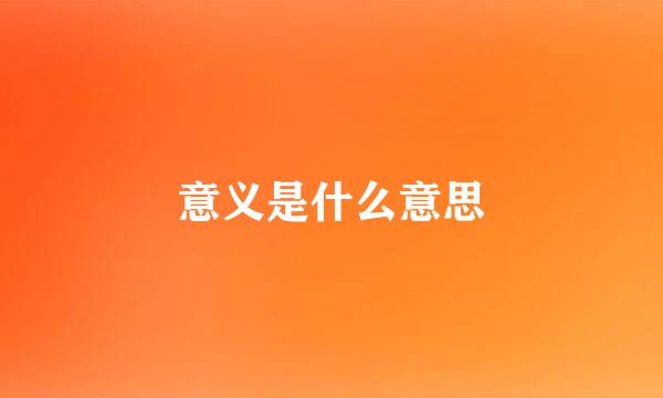 意义是什么意思