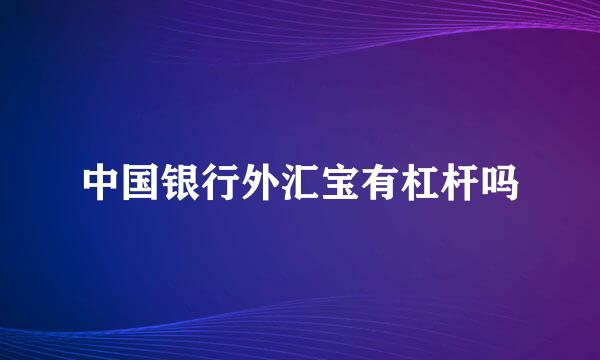 中国银行外汇宝有杠杆吗