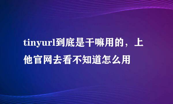 tinyurl到底是干嘛用的，上他官网去看不知道怎么用