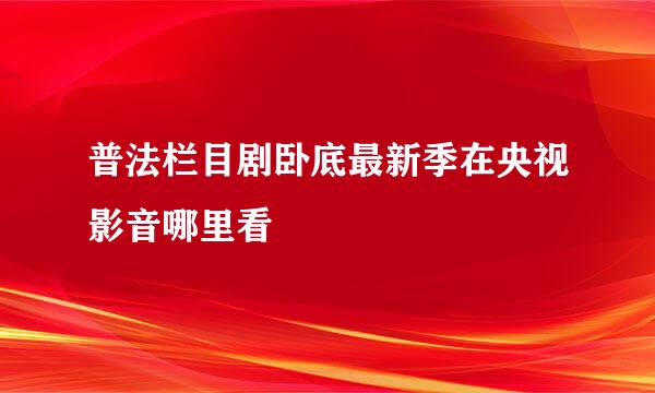 普法栏目剧卧底最新季在央视影音哪里看