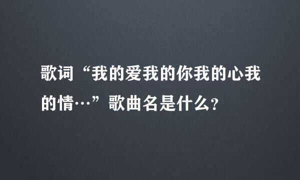 歌词“我的爱我的你我的心我的情…”歌曲名是什么？