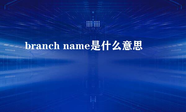 branch name是什么意思