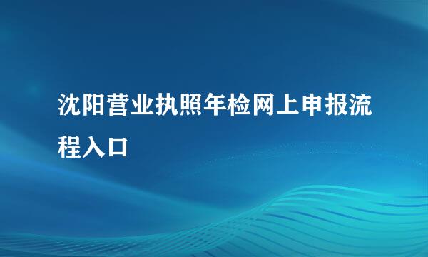 沈阳营业执照年检网上申报流程入口