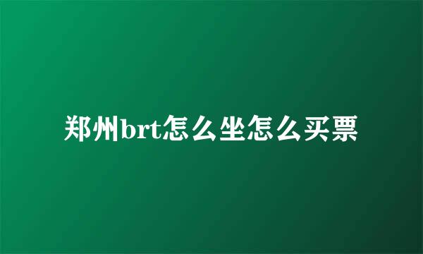 郑州brt怎么坐怎么买票