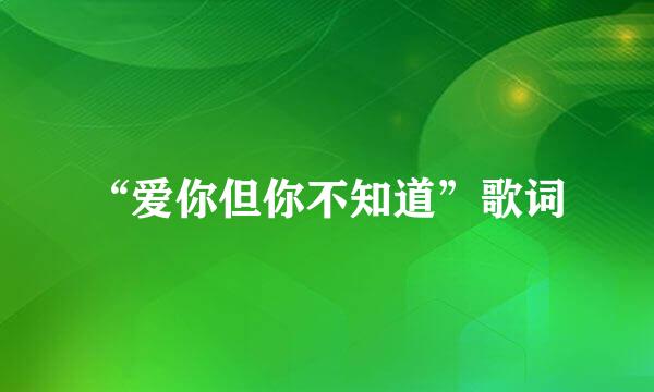 “爱你但你不知道”歌词