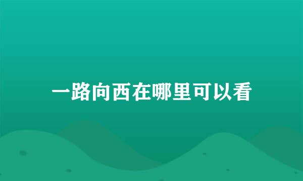 一路向西在哪里可以看