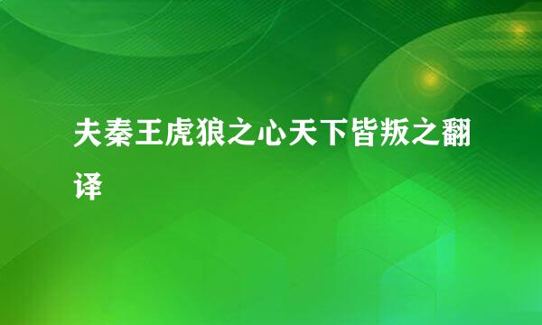 夫秦王虎狼之心天下皆叛之翻译