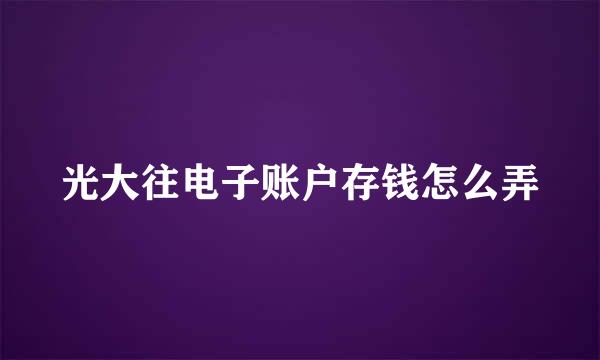 光大往电子账户存钱怎么弄