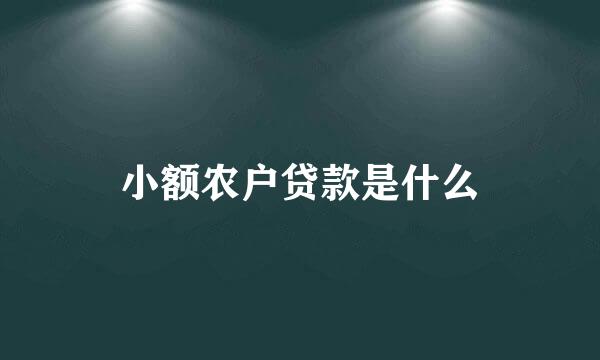 小额农户贷款是什么