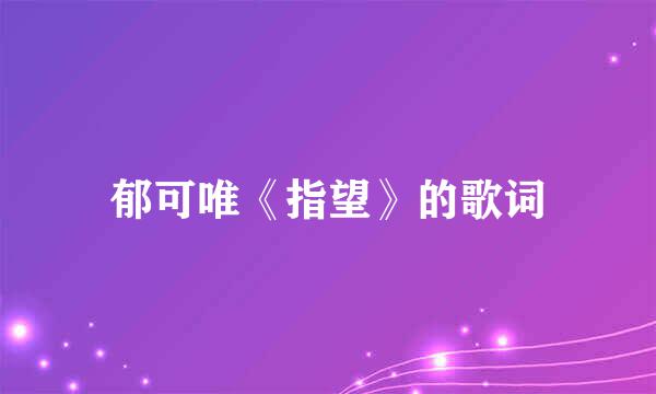 郁可唯《指望》的歌词