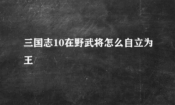 三国志10在野武将怎么自立为王