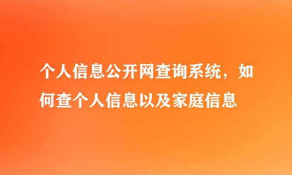 个人信息公开网查询系统，如何查个人信息以及家庭信息